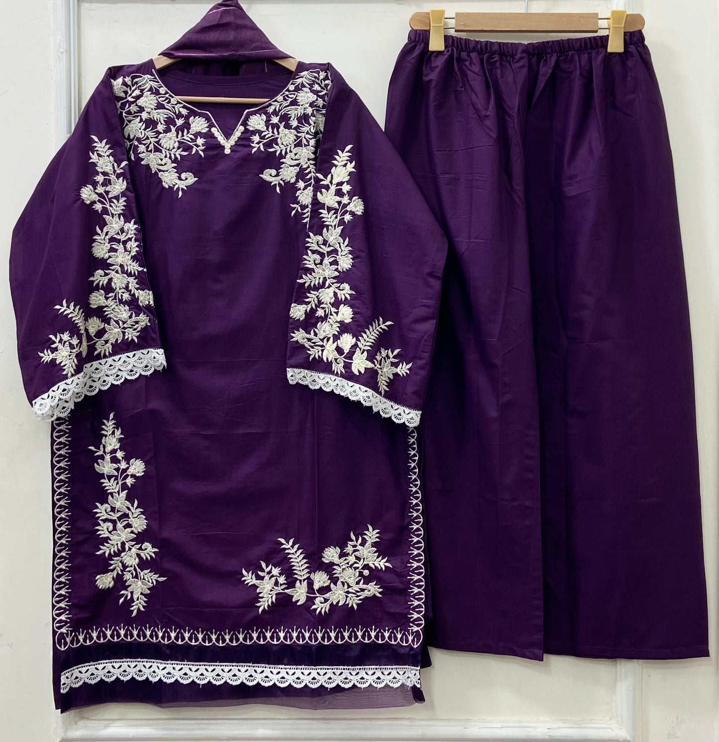 Jall Embroidered 3PC (Cotton) D-519