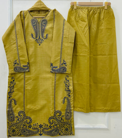 Long Embroidered | 3PC Cotton D-544