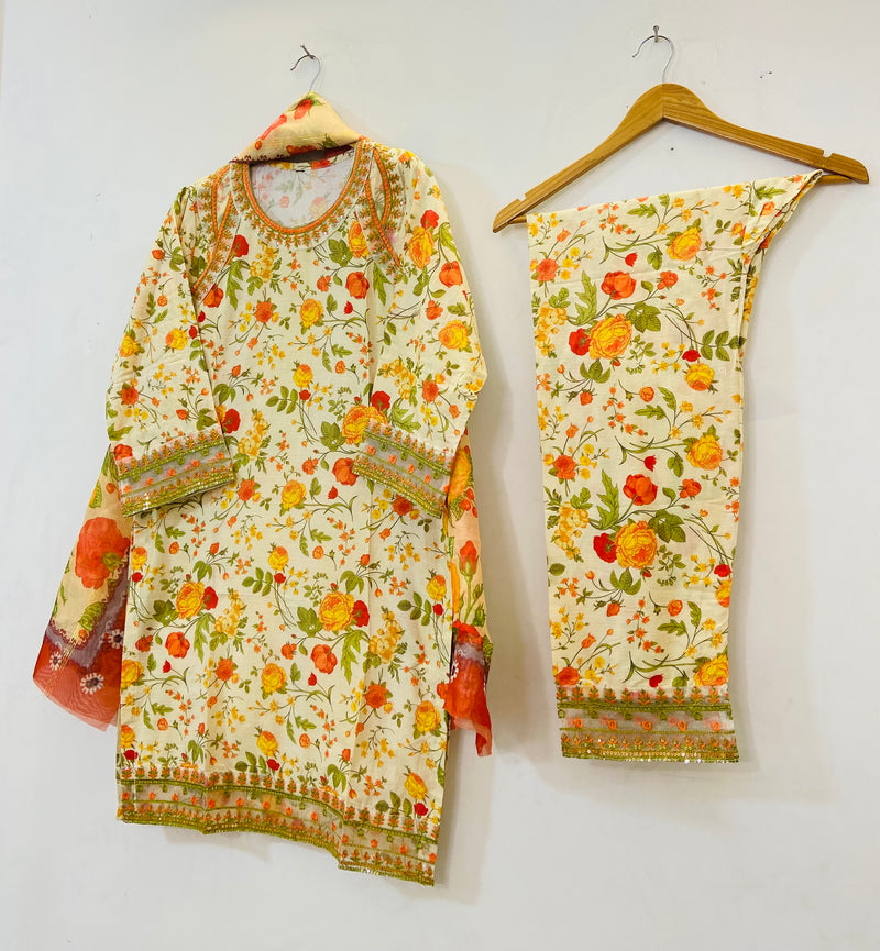 Embroidered Luxury Touch 3PC (Lawn Best Selling) D-56