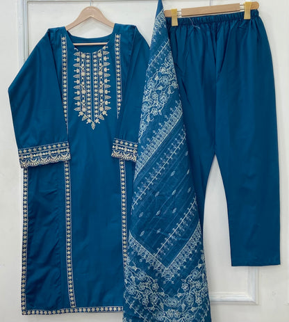 Eid Edit: Embroidered 3PC (Premium Cotton) D-449