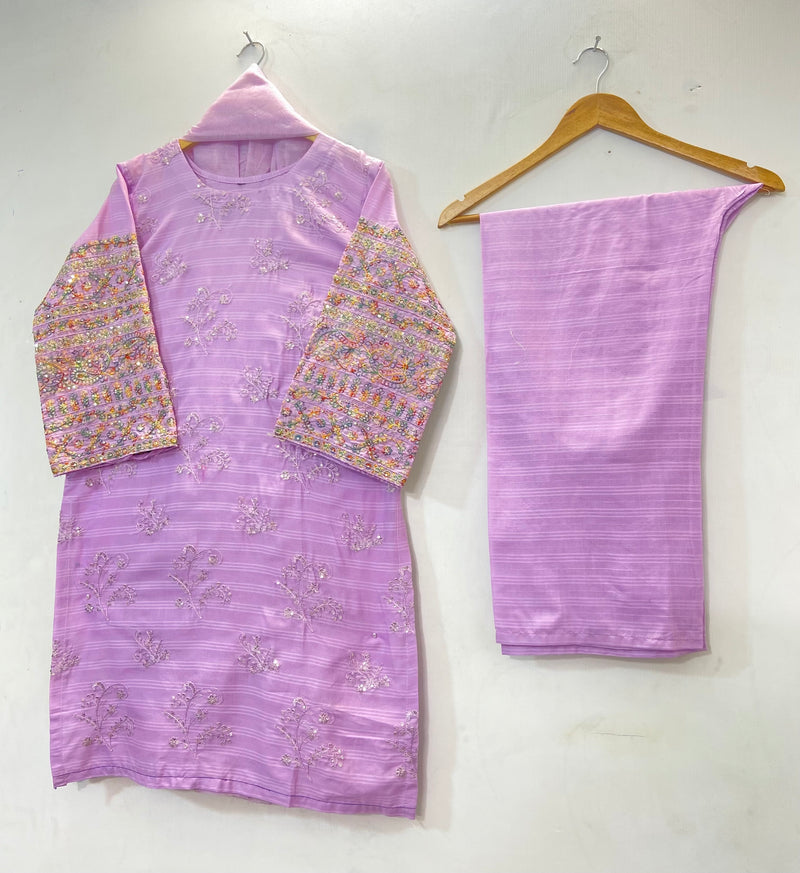 Sequins Embroidered Chic 3PC (Cotton Lawn) D-34