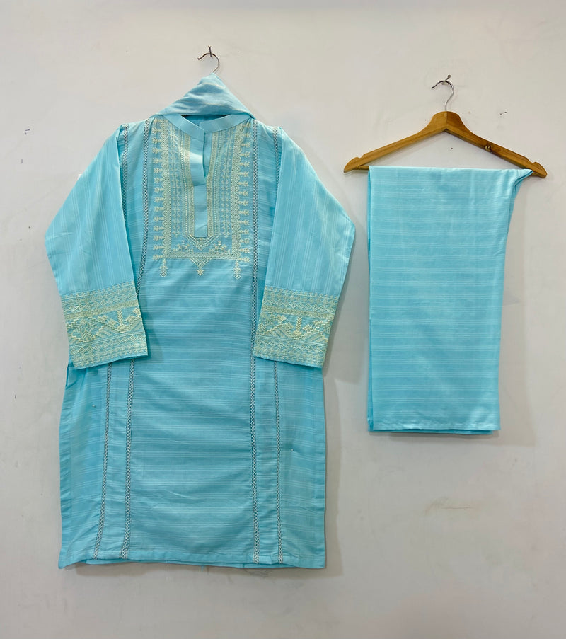 Cross-stitch Embroidered 3PC (Cotton Lawn) D-59