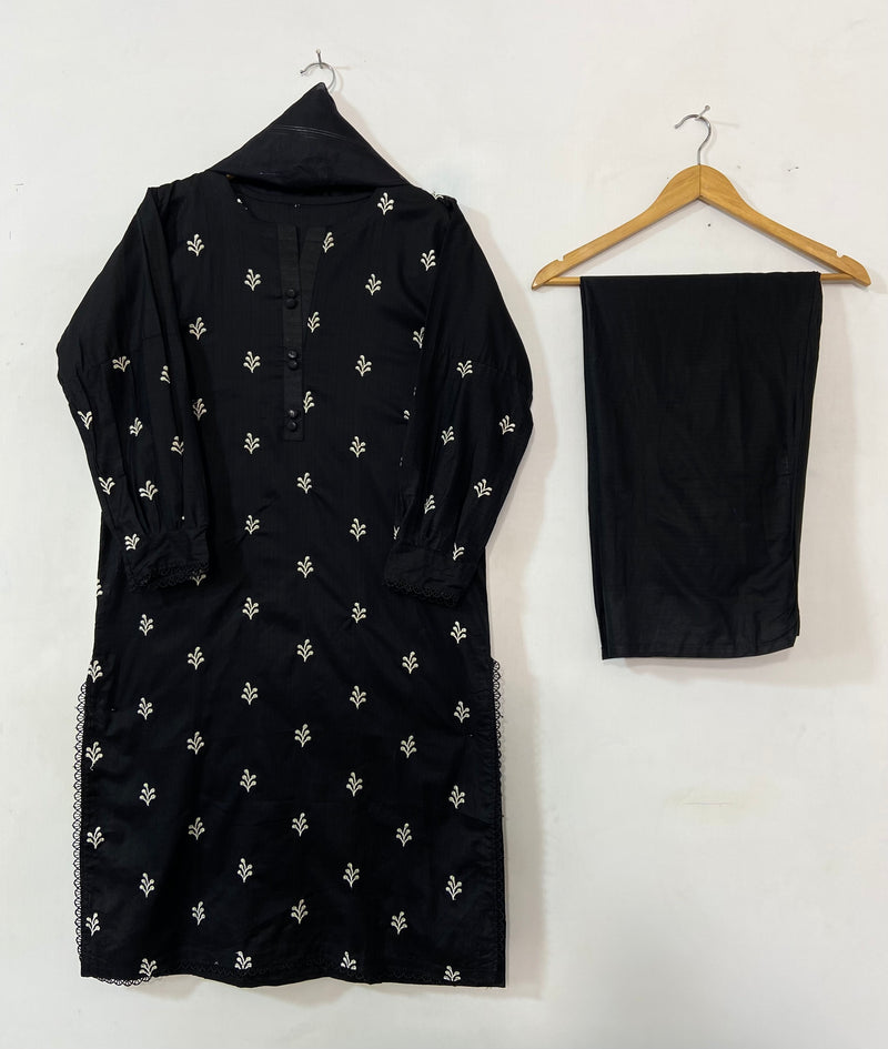 Embroidered Black Articles 3PC (Cotton Lawn) 20