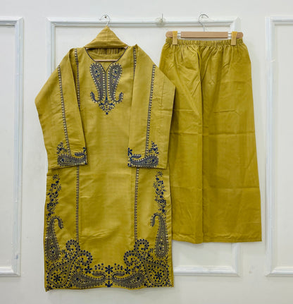 Long Embroidered | 3PC Cotton D-544