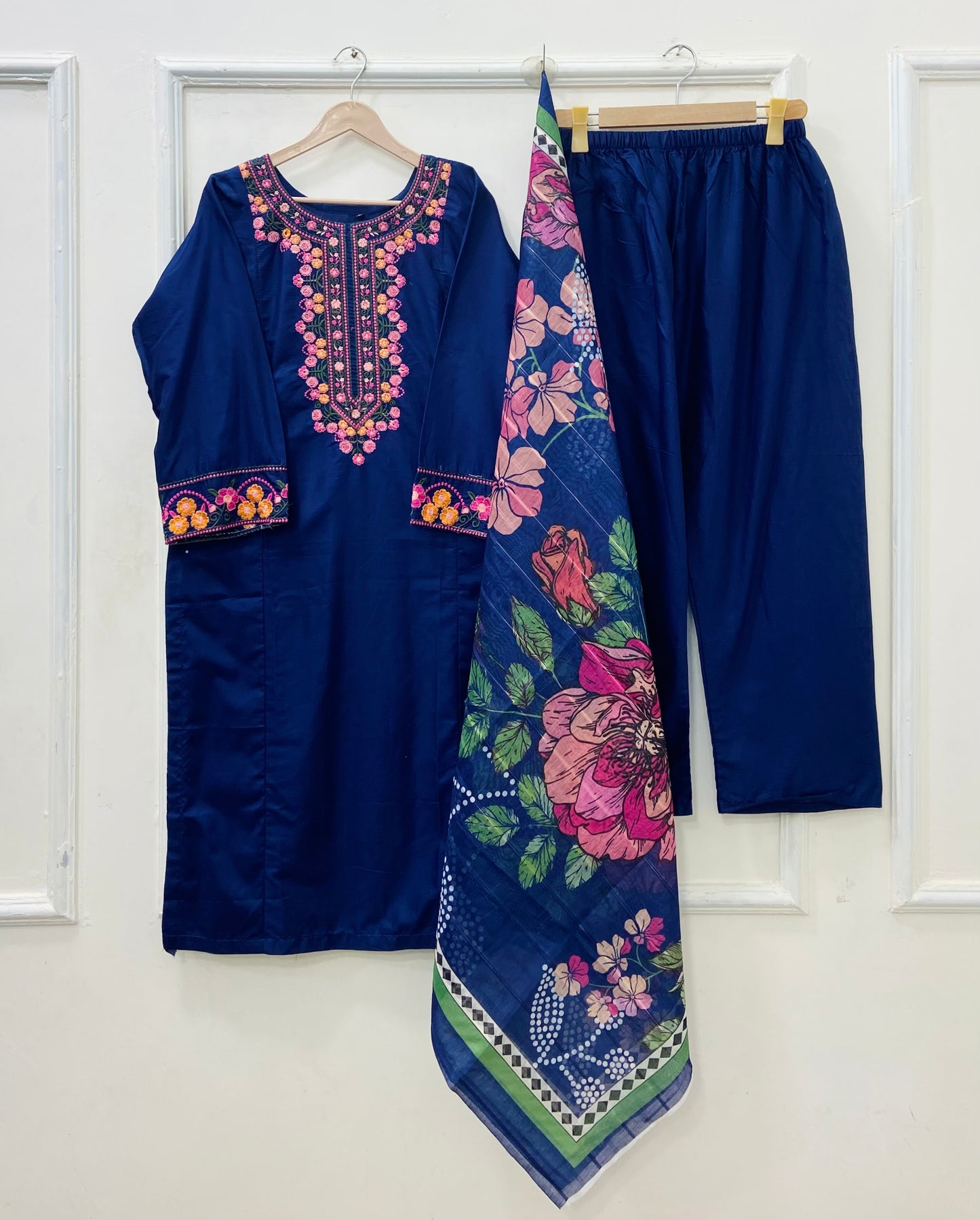 Long Embroidered | 3PC Cotton D-547