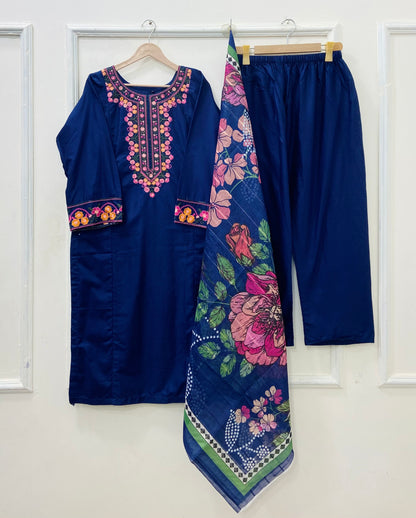 Long Embroidered | 3PC Cotton D-547