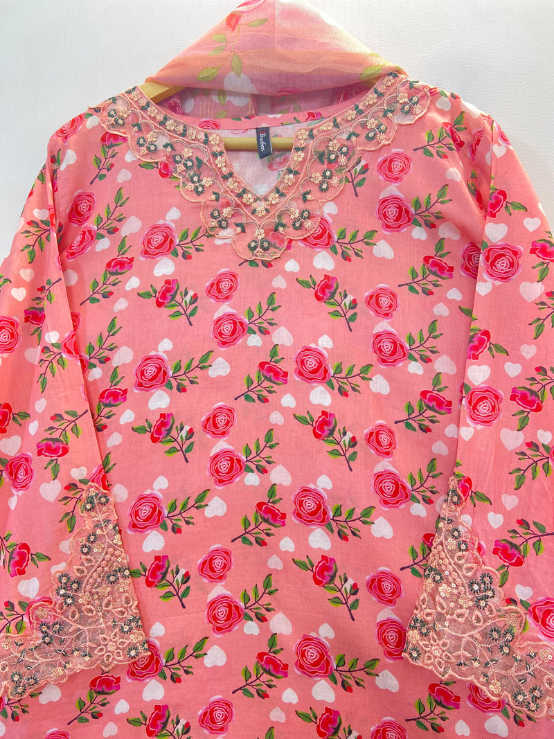 Embroidered Cutwork 3PC (Lawn) D-27