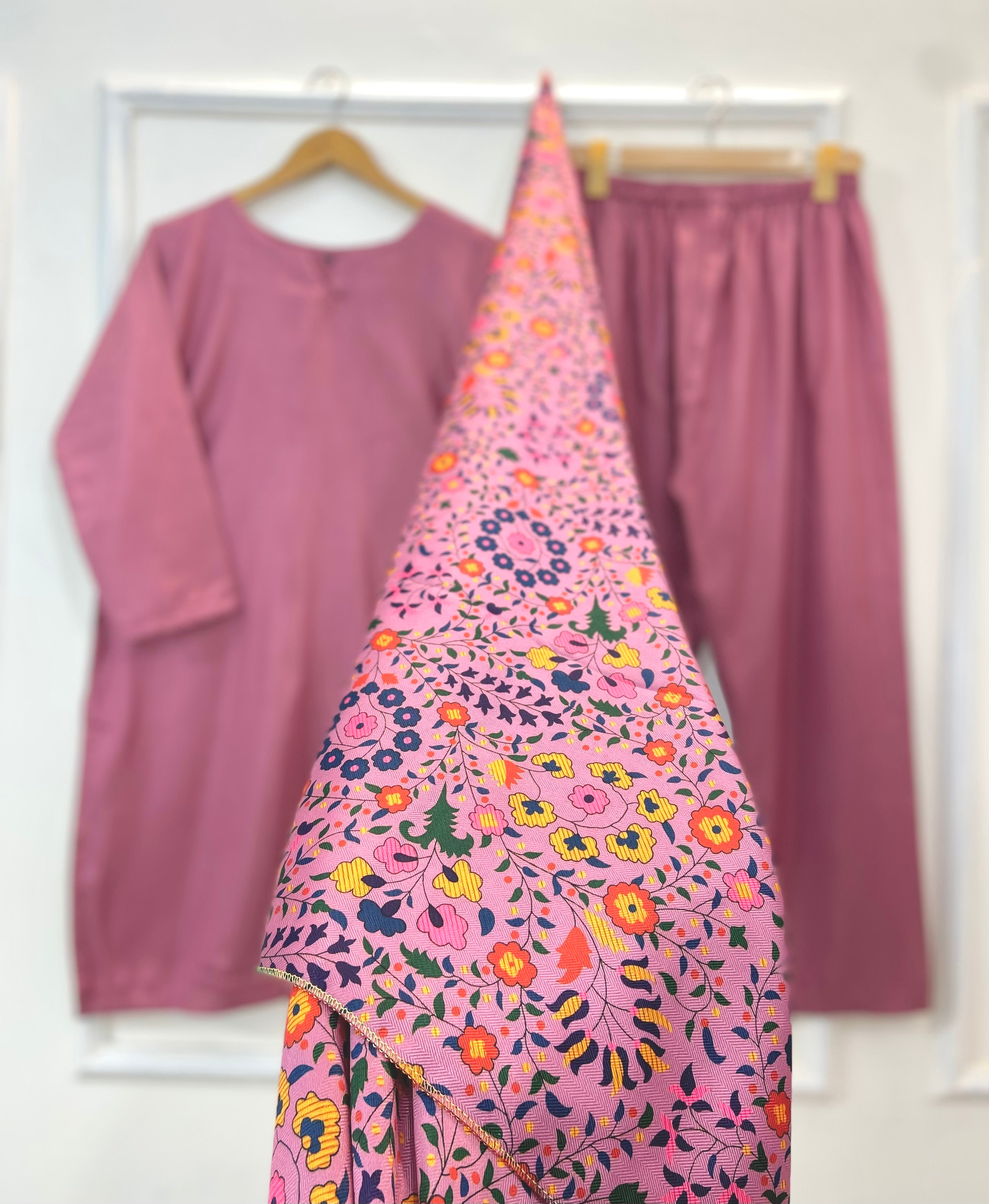 Woolen Shawl Luxe 3PC (Raw Silk) D-168