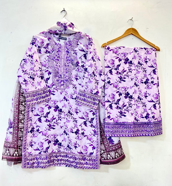 Luxury Embroidered 3PC (Premium Lawn) D-12
