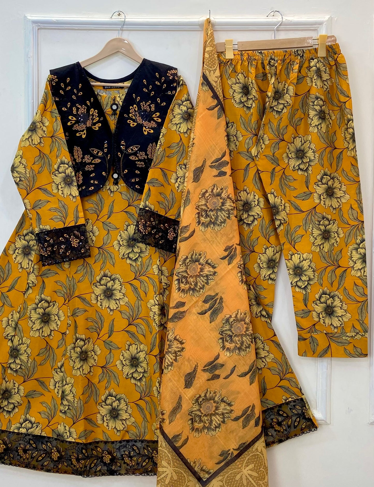 Eid Embroidered Frock 3PC (Premium Cotton) D-457