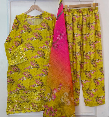Sequins Embroidered Series: 3PC (Bana Dora Silk) D-364