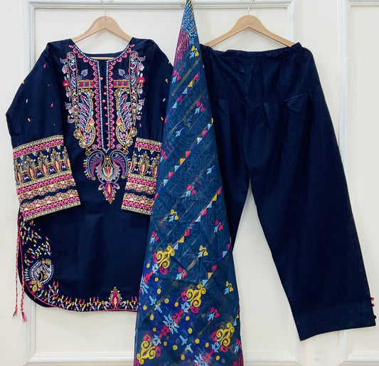 Bulbul Farshi | 3PC Lawn Cotton D-581