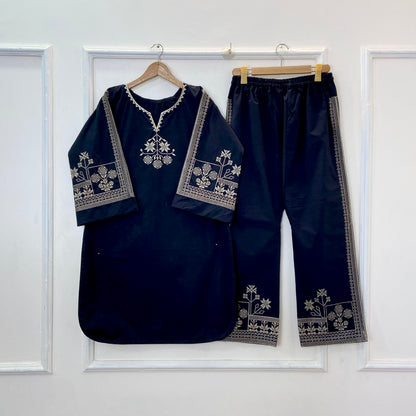 Cross-Stitch Embroidered 2PC (Cotton) (Hit Code) D-329