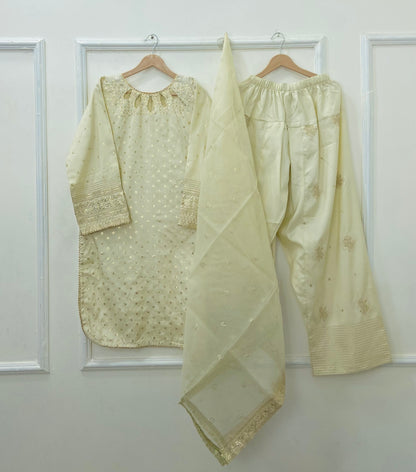 Polka Eid Vibes 3PC (Cotton Silk) D-441