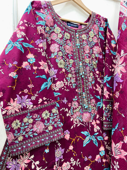 Formal A-line | Frock 3PC Lawn D-592