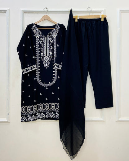 Long Embroidered | 3PC Cotton D-591