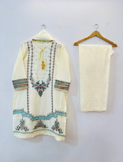 Embroidered 3PC (Cotton Lawn) 03-White