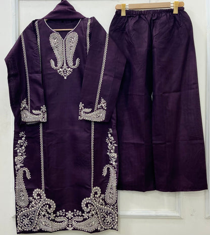 Long Embroidered | 3PC Cotton D-544