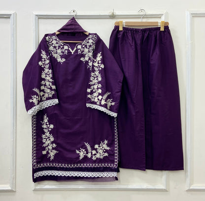 Jall Embroidered 3PC (Cotton) D-519