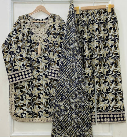 Premium Embroidered | 3PC Lawn D-584