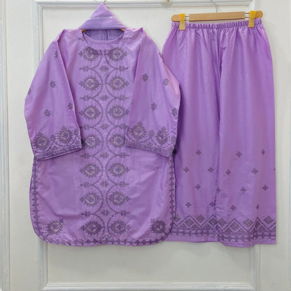 Embroidered 3PC (Premium Cotton) D-393
