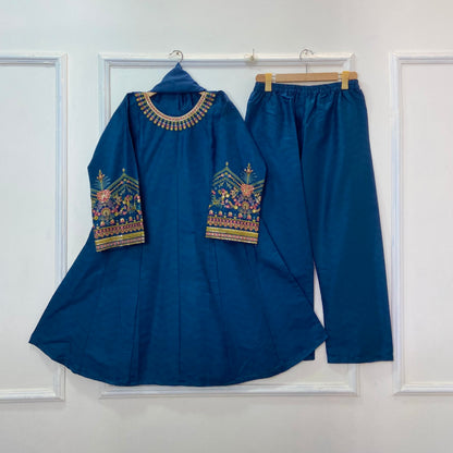 Wonder Embroidered Frock 3PC (Premium Cotton) D-272