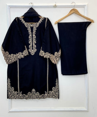 Front Back Cutwork Embroidered 3PC (Khaddar) D-327