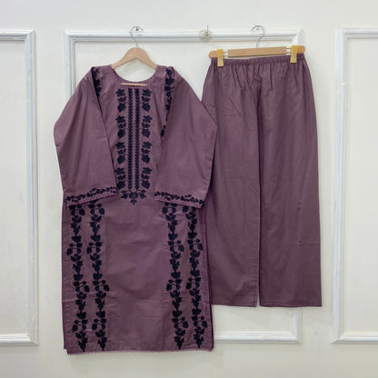 Contrasted Embroidered 2PC (Premium Cotton) D-473