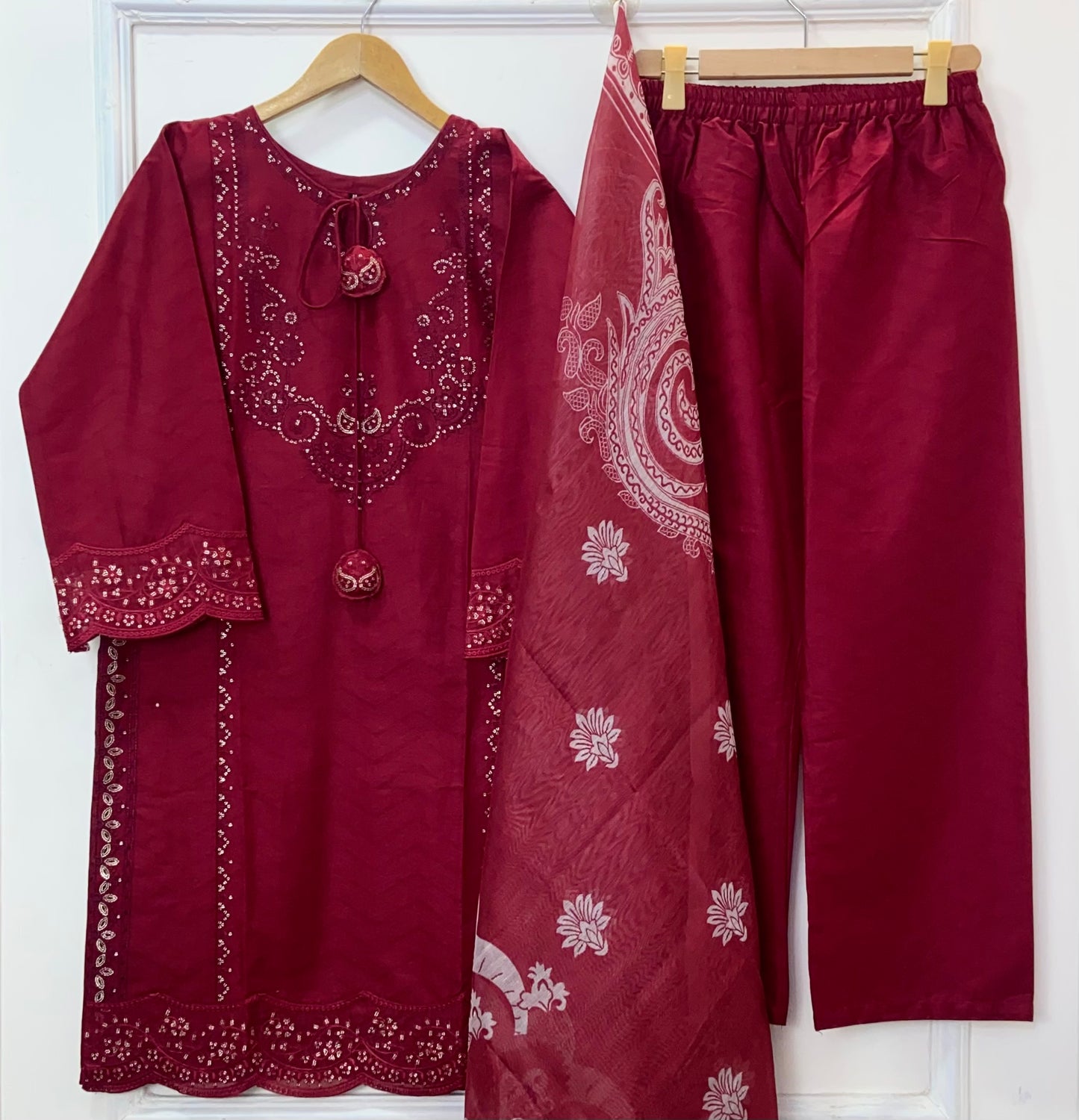 Eid Luxe Embroidered 3PC (Premium Cotton) D-365
