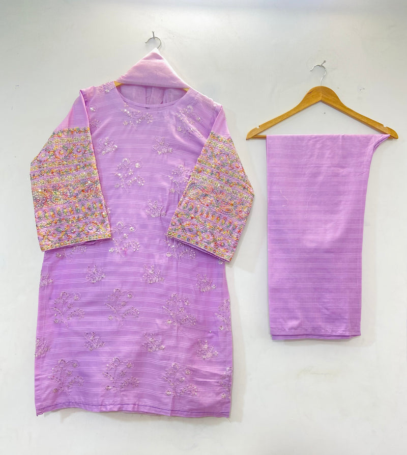 Sequins Embroidered Chic 3PC (Cotton Lawn) D-34