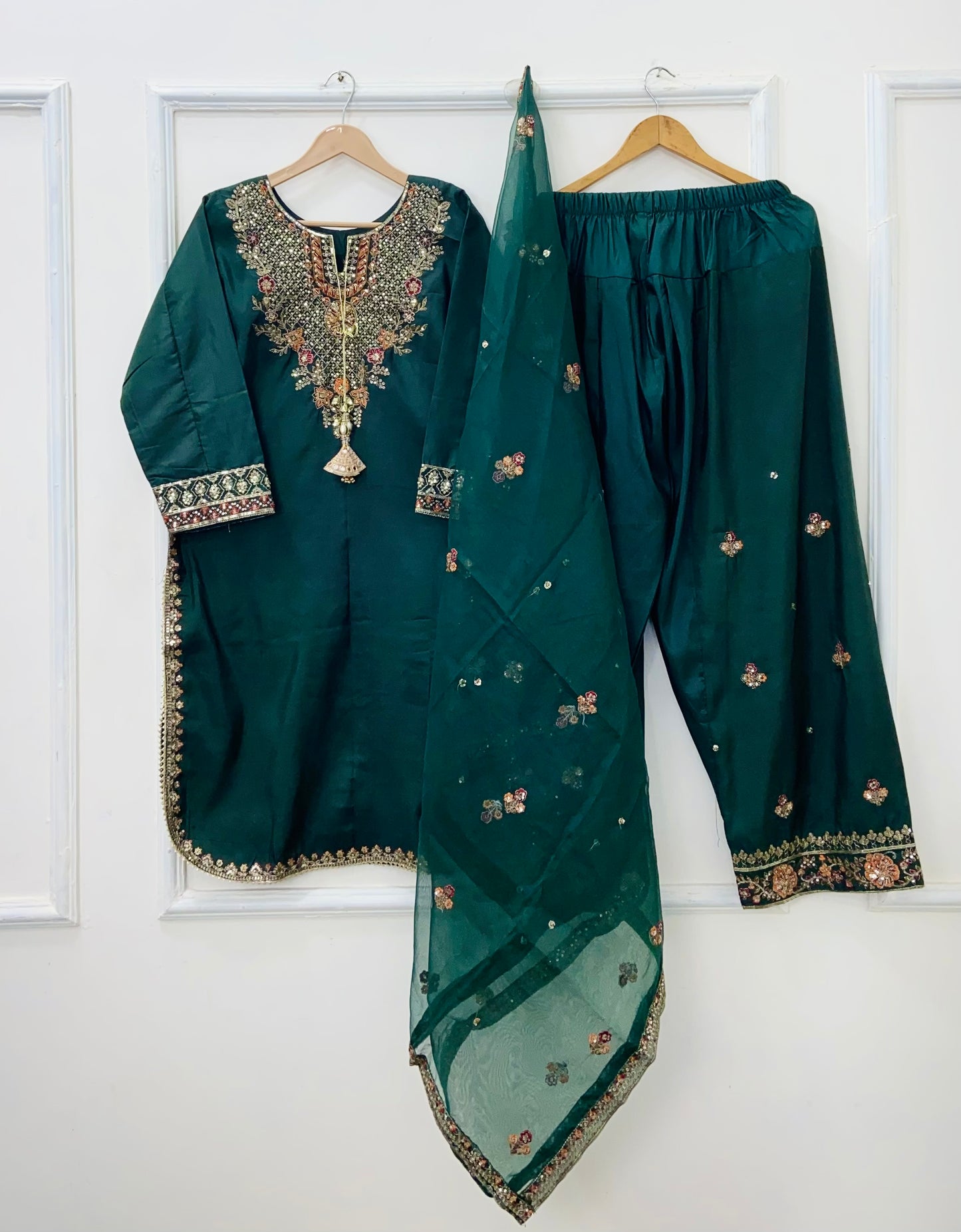 Eid Edit: Embroidered 3PC (Cotton Silk) D-478