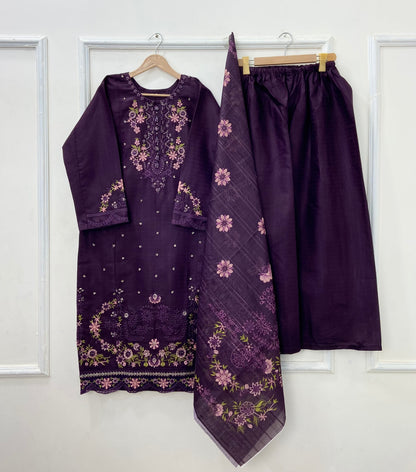 Long-Embroidered 3PC (Premium Cotton) D-439