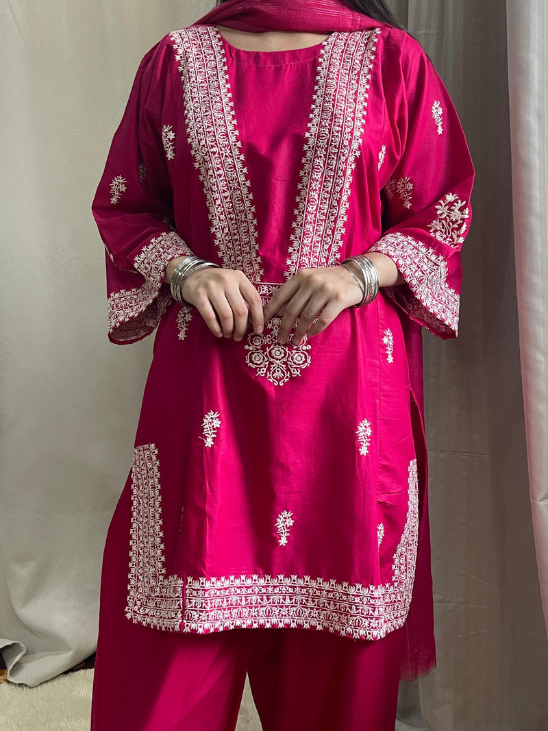 Embroidered Farshi 3PC (Cotton Lawn) D-29