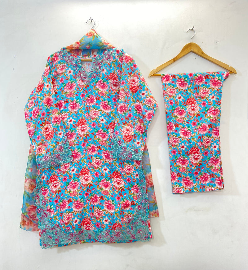 Embroidered Cutwork 3PC (Lawn) D-27