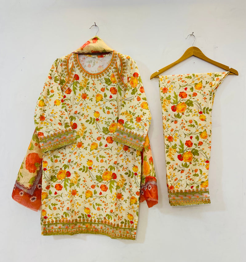Embroidered Luxury Touch 3PC (Lawn Best Selling) D-56