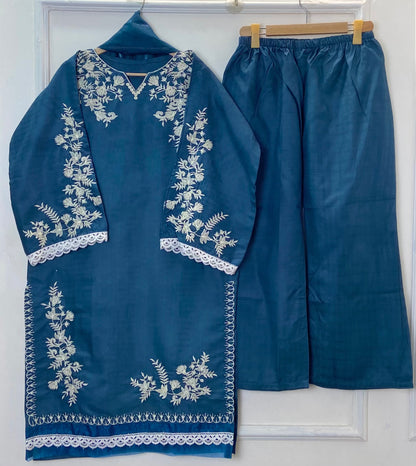Jall Embroidered 3PC (Premium Cotton) Hit Code D-359