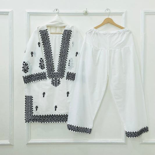 Foil Embroidered Bliss 3PC (Premium Cotton) D-454