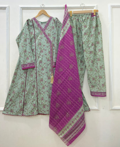 Angrakha Frocks | 3PC Binsaeed Lawn D-653