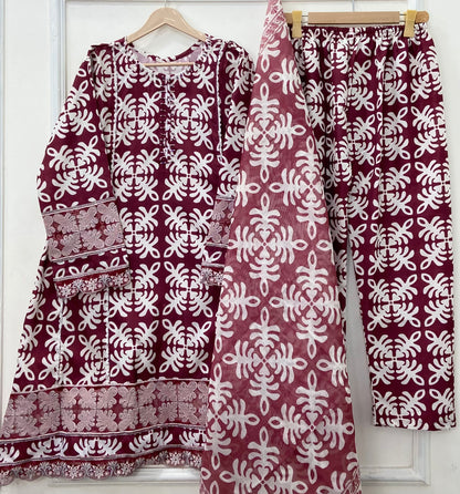 Traditional Embroidered 3PC (Bana Dora Silk) D-429