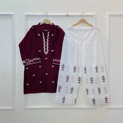 Cherry Berry Embroidered 2PC (Premium Cotton) D-336 DELIVERY TIME 10 to 12 days