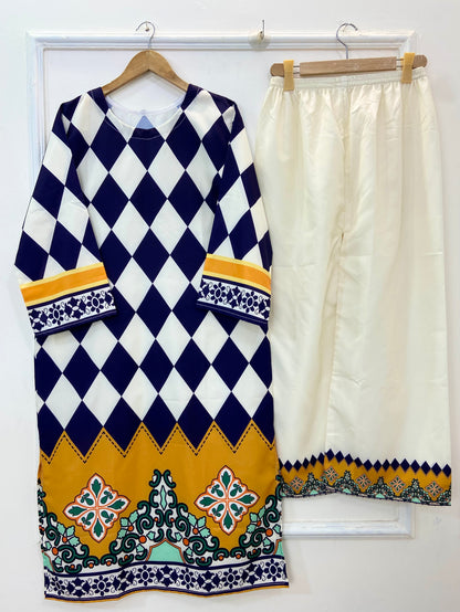 Classic Duo Co-Ord Set 2PC (Swiss Silk) D-199