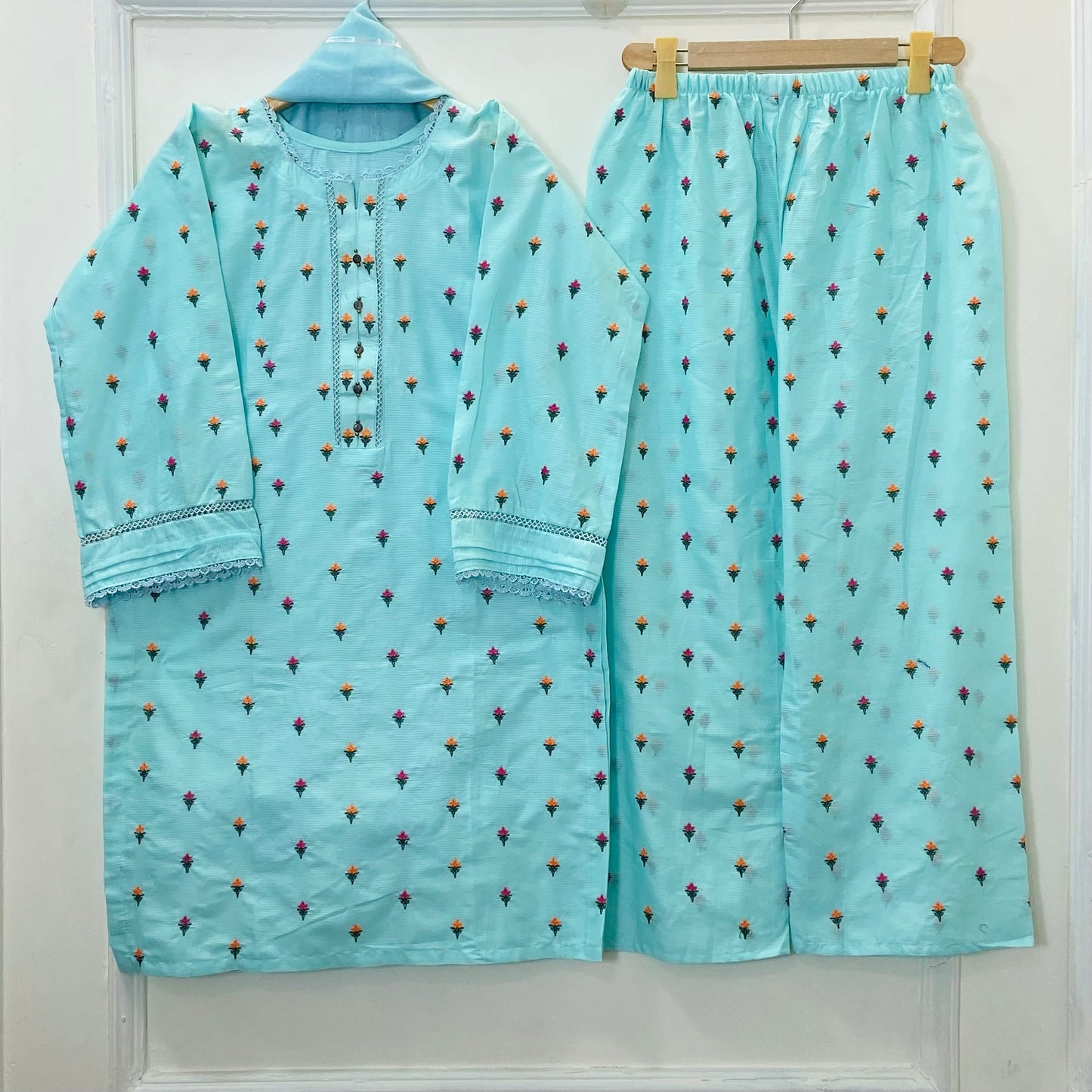Tulip Embroidered Beauty 3PC (Premium Cotton) D-382