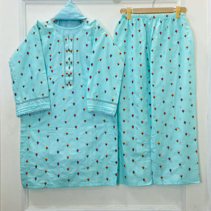 Tulip Embroidered Beauty 3PC (Premium Cotton) D-382