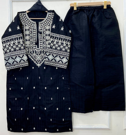 Cross-stitched Embroidered 3PC (Premium Cotton) D-416