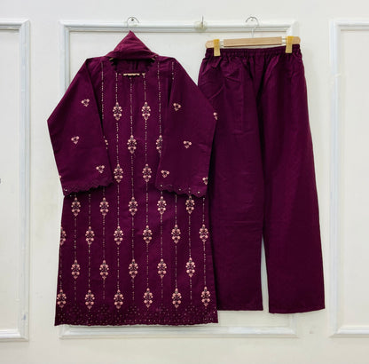 Sequins Embroidered | 3PC Cotton D-580
