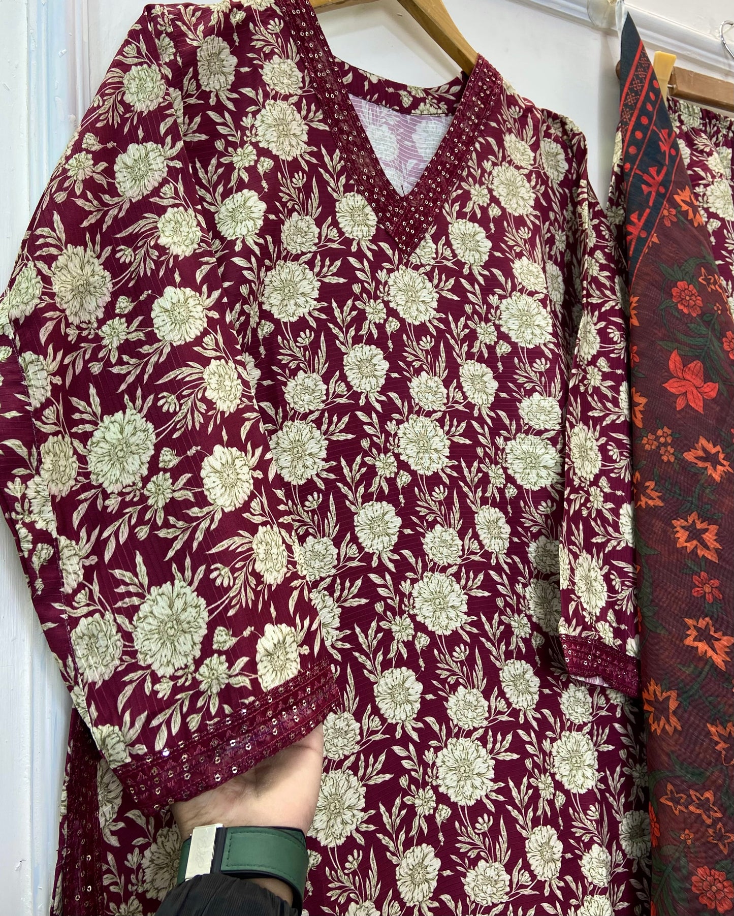 Sequins Embroidered Chic 3PC (Bana Dora Silk) D-296
