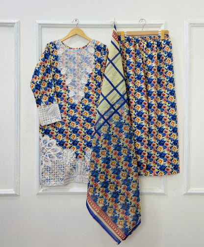 Titli Embroidered 3PC (Bana Dora Silk) D-414