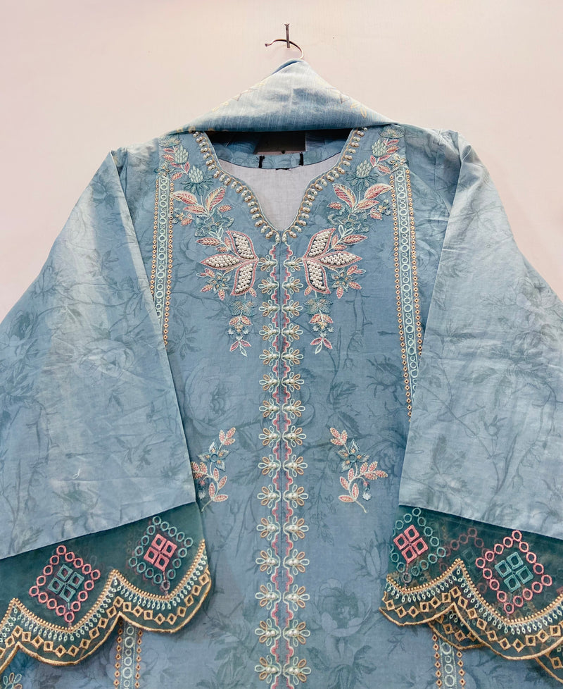 Pearlfect Skyblue 3PC (Premium Lawn) D-64