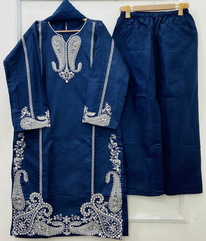 Long Embroidered | 3PC Cotton D-544