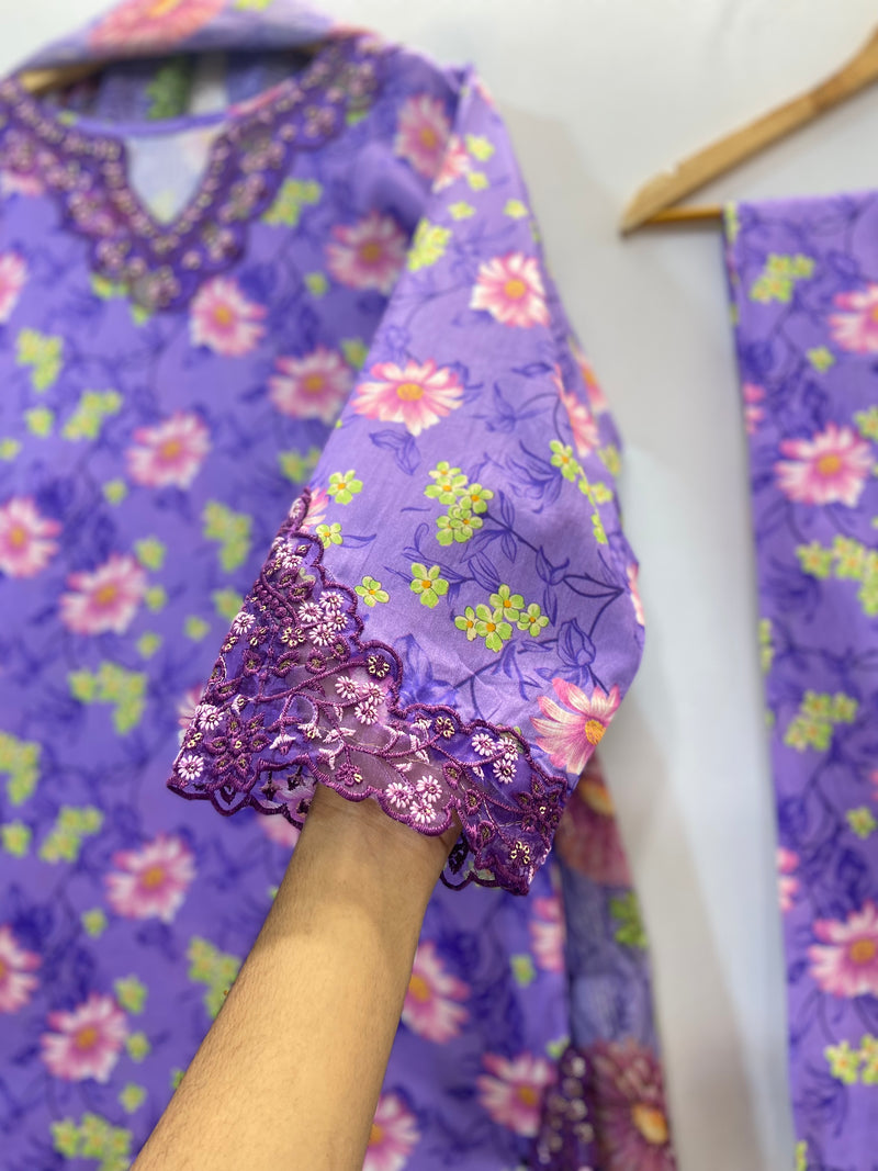 Embroidered Cutwork 3PC (Lawn) D-27